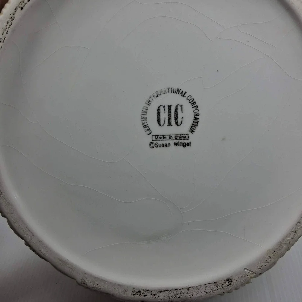 Vtg Certified International Susan Winget Fruit Picnic Basket Ceramic Cookie Jar
